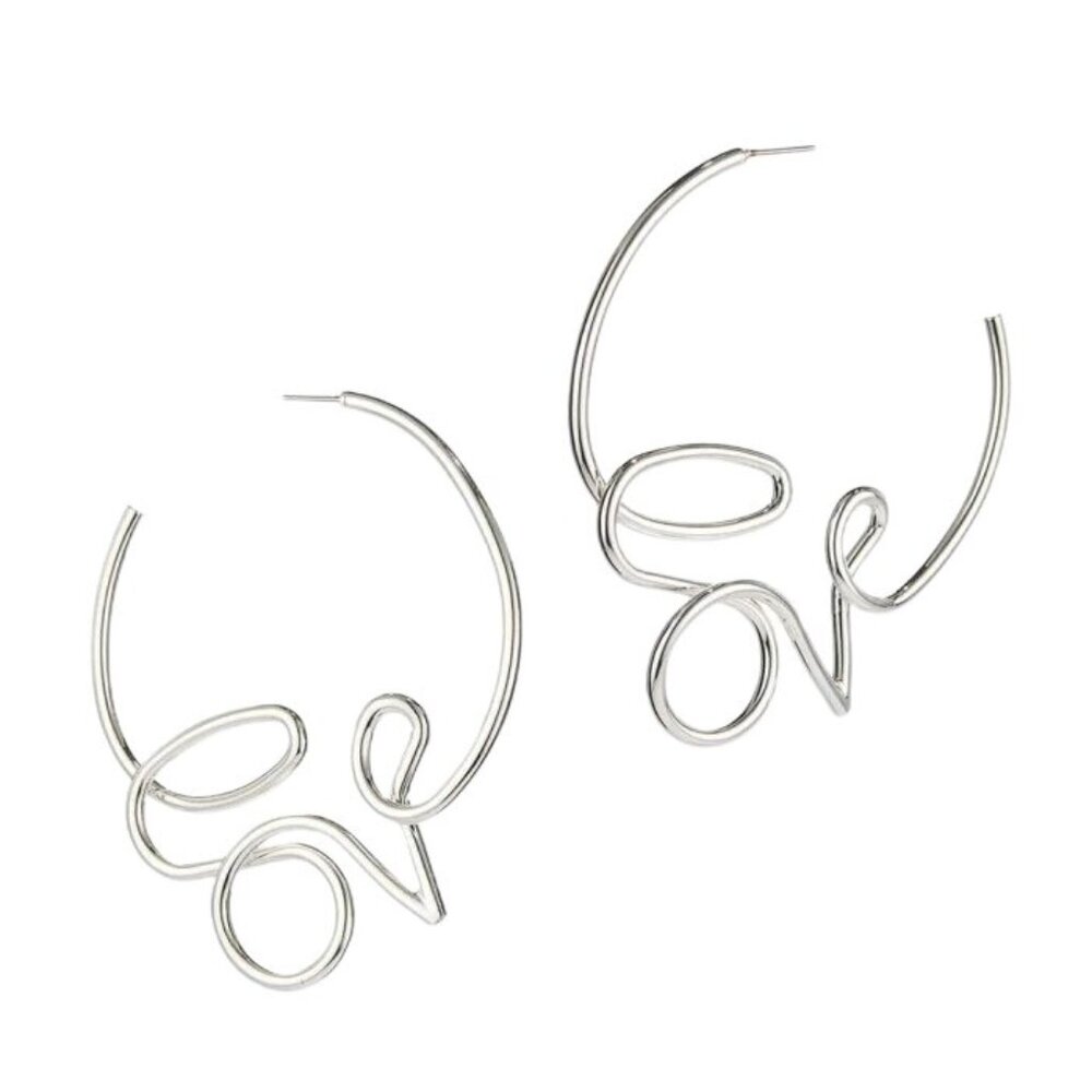 JENNY BIRD SILVER LOVE HOOP EARRINGS